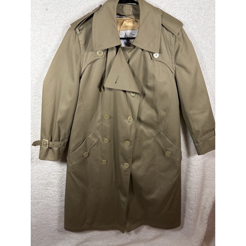 Misty Harbor Trench Coat Men Khaki Tan Excellent Double Breasted Mid Length 12sz
